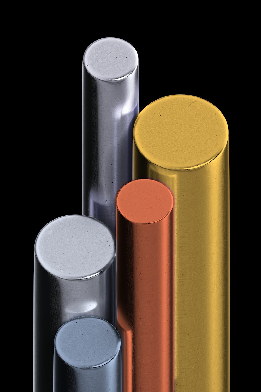 Barras cilíndricas de distintos metales